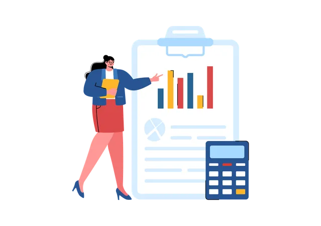 Businesswoman doing business audit  Illustration