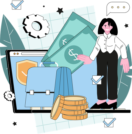 Businesswoman doing business audit work  Illustration