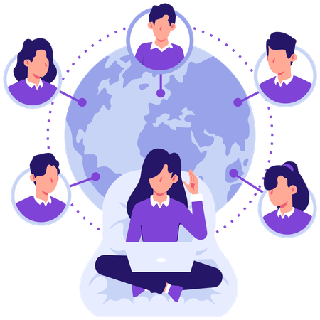 Businesswoman doing business networking  Illustration