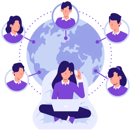 Businesswoman doing business networking  Illustration