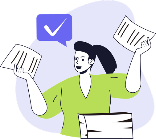 Businesswoman doing business paperwork  Illustration