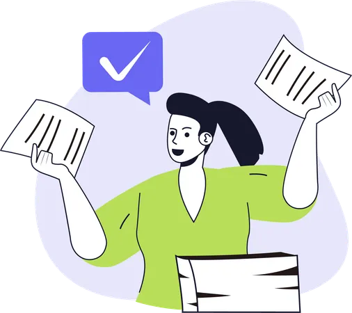 Businesswoman doing business paperwork  Illustration