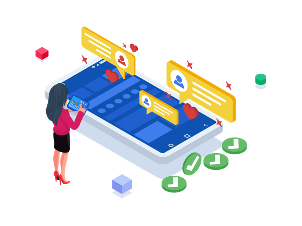 Businesswoman doing business performance analysis  Illustration