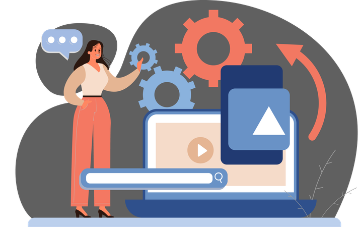 Businesswoman doing business setting  Illustration