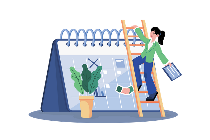 Businesswoman Doing Calendar Management  Illustration