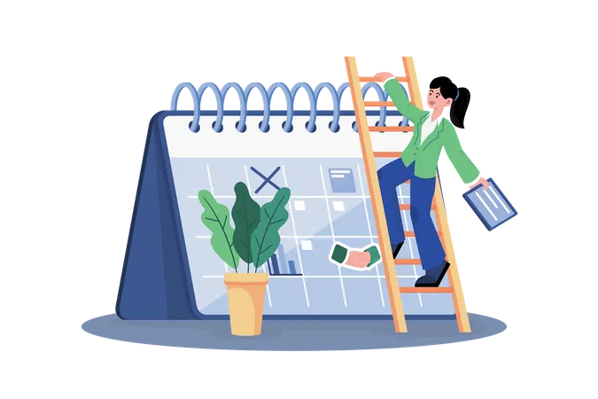 Businesswoman Doing Calendar Management Illustration