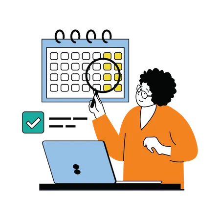 Businesswoman doing calendar management  Illustration