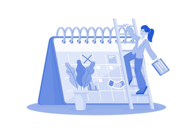 Businesswoman Doing Calendar Management  Illustration