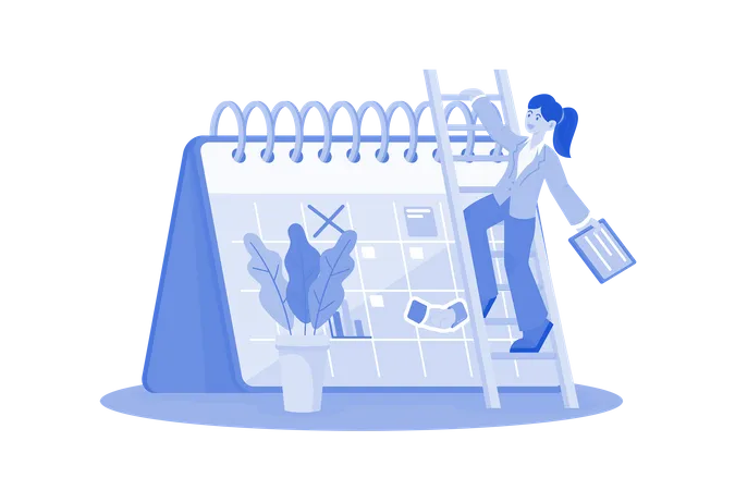 Businesswoman Doing Calendar Management  Illustration