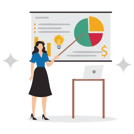 Businesswoman doing chart analysis  Illustration