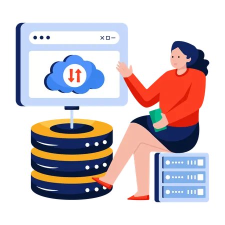 Businesswoman doing Cloud data transfer  Illustration