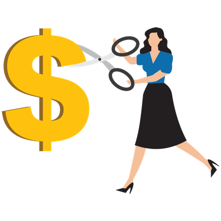 Businesswoman doing cost cutting  Illustration