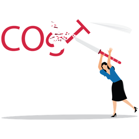 Businesswoman doing Cost cutting  Illustration