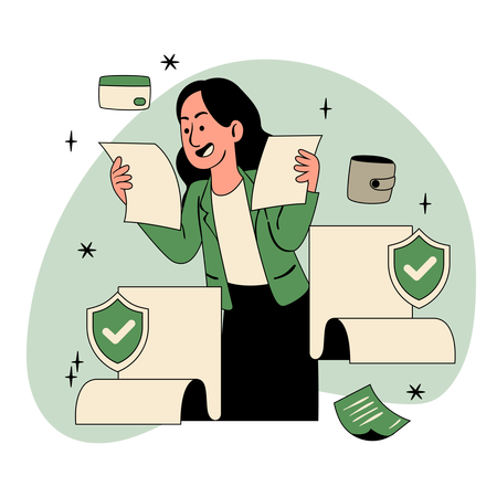 Businesswoman doing Coverage Comparison  Illustration