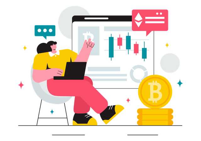 Businesswoman doing crypto trading  Illustration