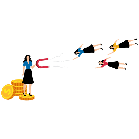 Businesswoman doing customer acquisition  Illustration