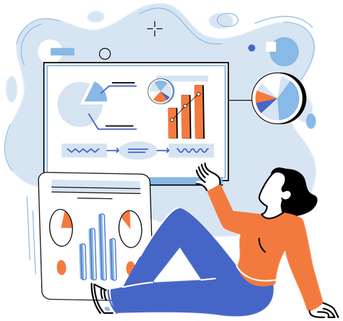 Businesswoman doing data analysis  Illustration