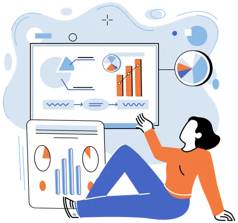 Businesswoman doing data analysis  Illustration