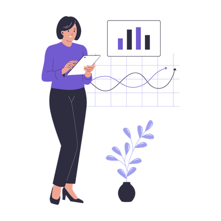 Businesswoman doing data analytics  Illustration