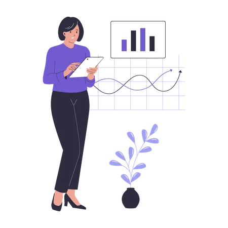 Businesswoman doing data analytics  Illustration