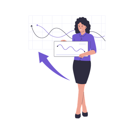 Businesswoman doing data analytics  Illustration