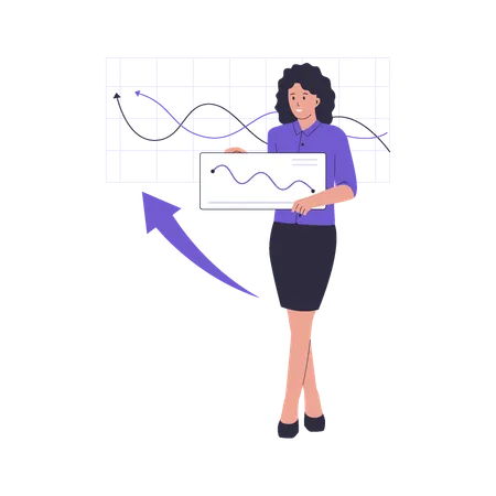 Businesswoman doing data analytics  Illustration