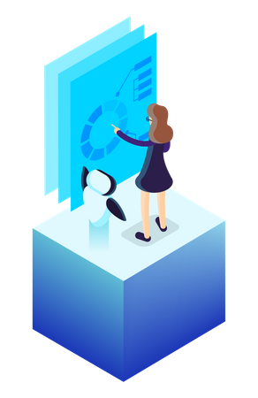 Businesswoman doing data analytics  Illustration