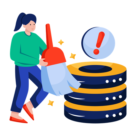Businesswoman doing Data cleaning  Illustration