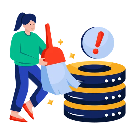 Businesswoman doing Data cleaning  Illustration