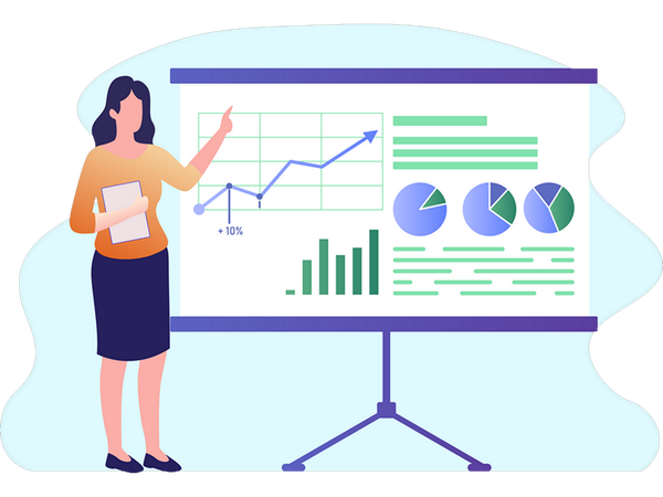 Businesswoman doing data presentation  Illustration