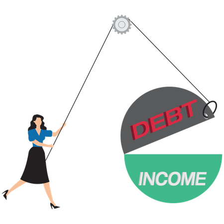 Businesswoman doing debt management  Illustration