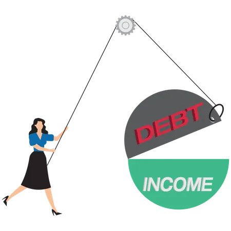 Businesswoman doing debt management  Illustration