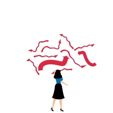 Businesswoman Doing Decision Making For Path Selection  Illustration