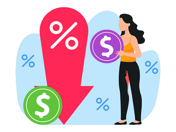 Businesswoman doing discount promotion  Illustration