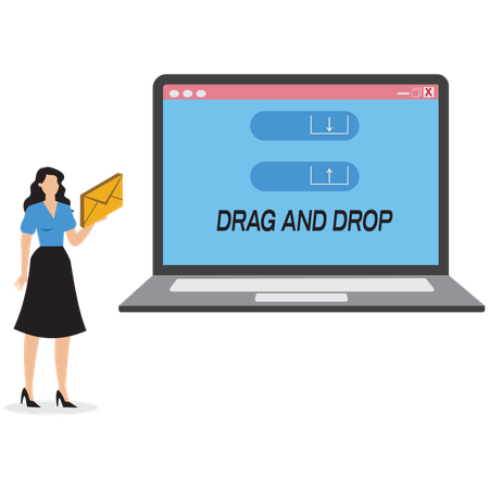 Businesswoman doing drag and drop files  Illustration