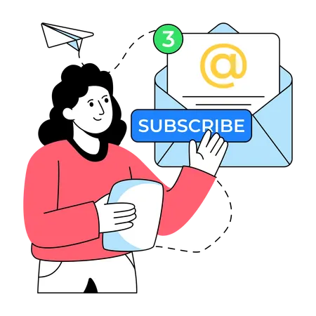 Businesswoman doing Email marketing  Illustration