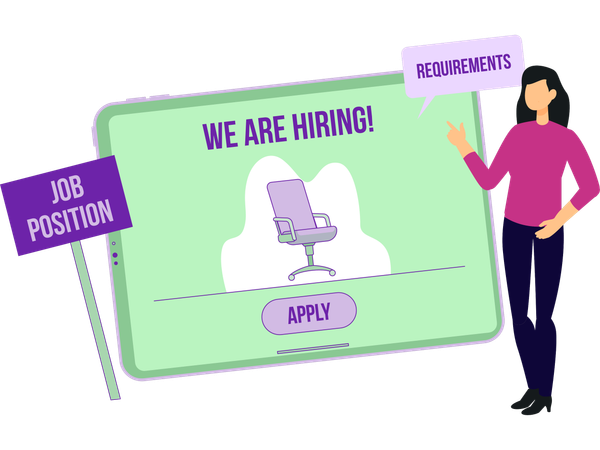 Businesswoman doing employee hiring  Illustration