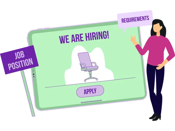 Businesswoman doing employee hiring  Illustration
