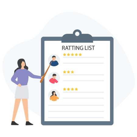 Businesswoman doing employee ratings  Illustration