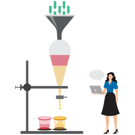 Businesswoman doing experiment  Illustration