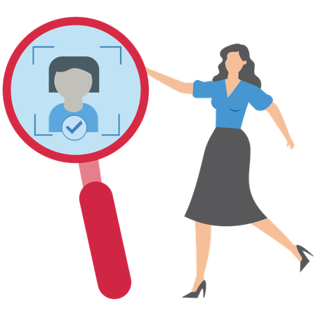 Businesswoman doing facial recognition  Illustration