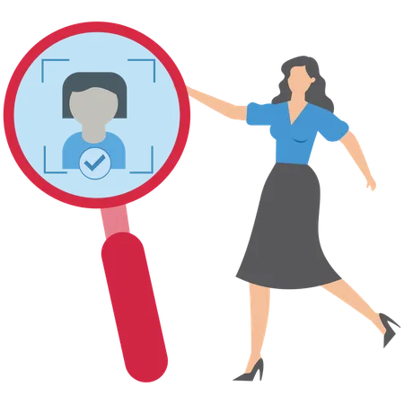 Businesswoman doing facial recognition  Illustration