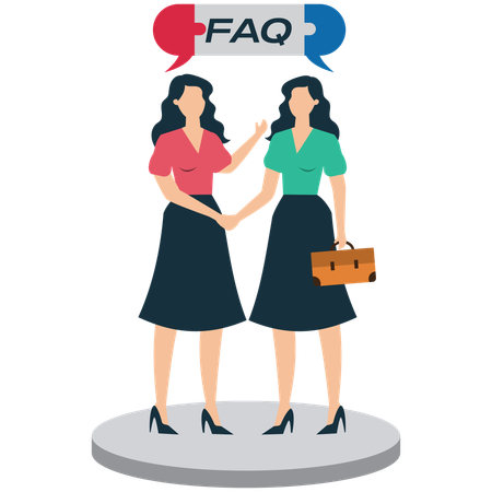 Businesswoman doing faq discussion  Illustration