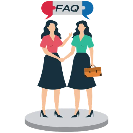 Businesswoman doing faq discussion  Illustration