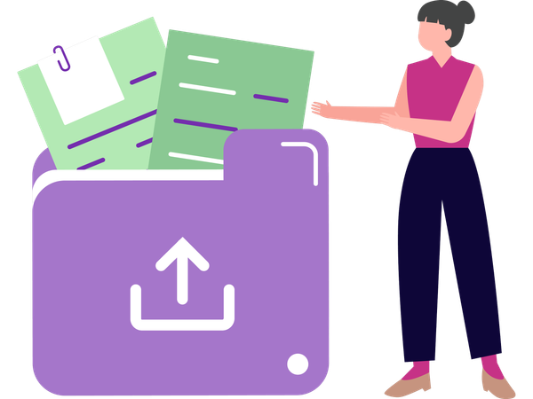 Businesswoman doing file management  Illustration