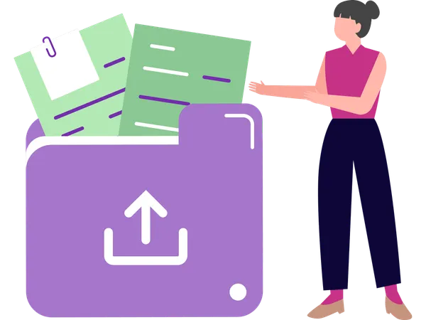 Businesswoman doing file management  Illustration