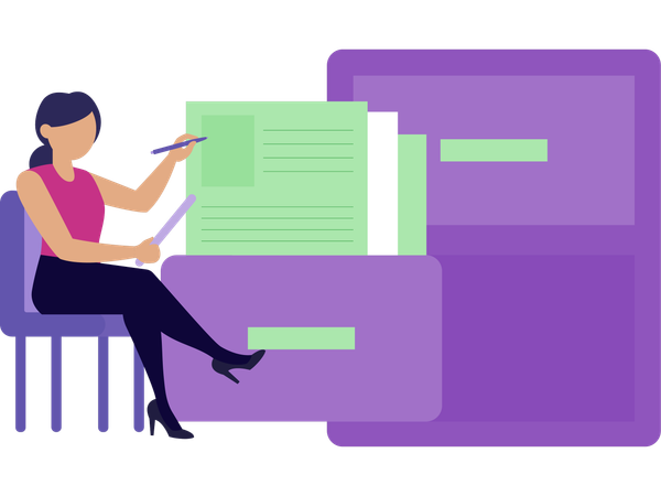 Businesswoman doing file organisation  Illustration