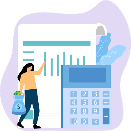 Businesswoman doing financial accounting  Illustration