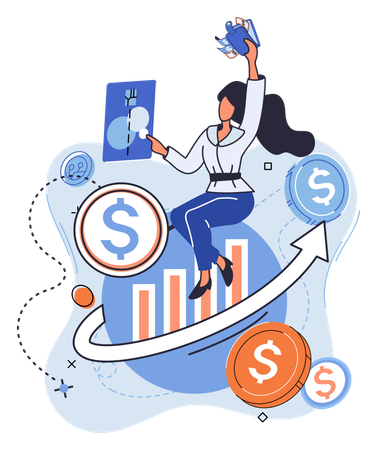Businesswoman doing financial analysis  Illustration