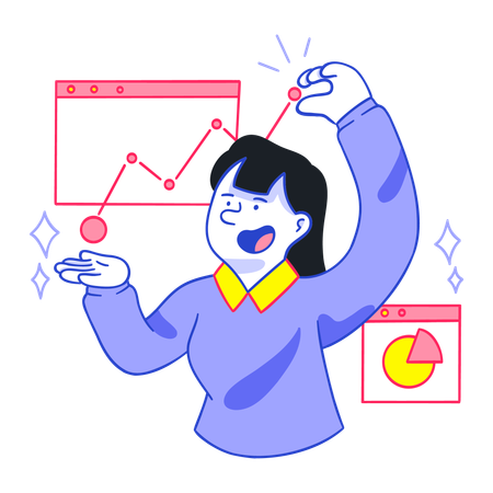 Businesswoman doing Financial analysis  Illustration